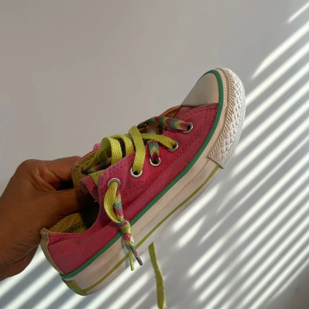 Converse Chuck Taylor All Star Pink Teal Lime Green Low‎ Top Sneakers Kids 13